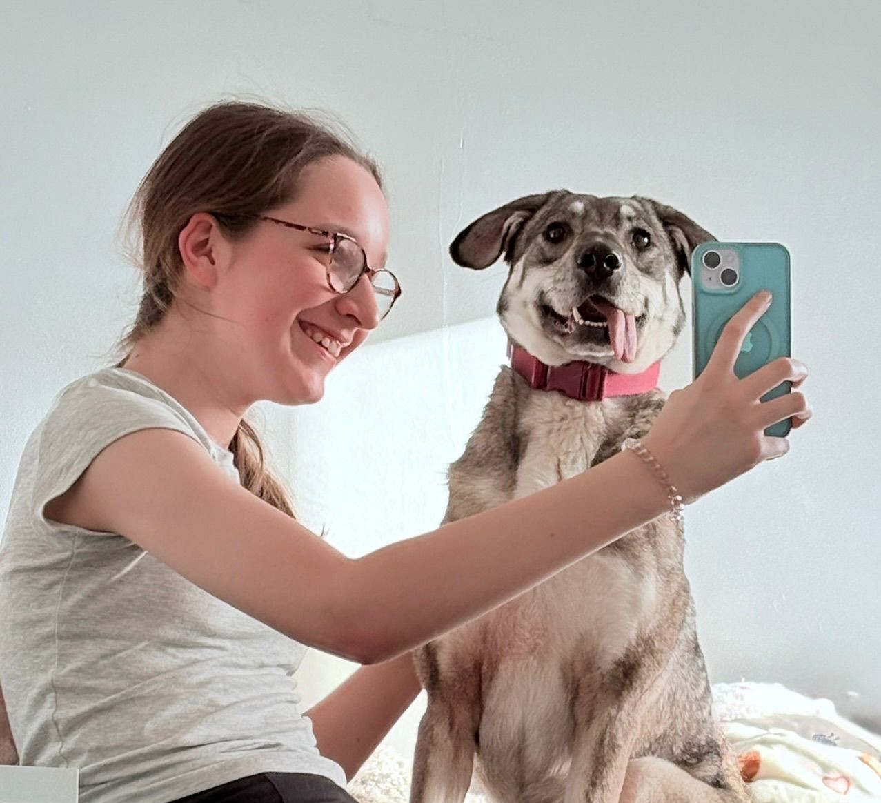 Isabelle with her dog Eliza